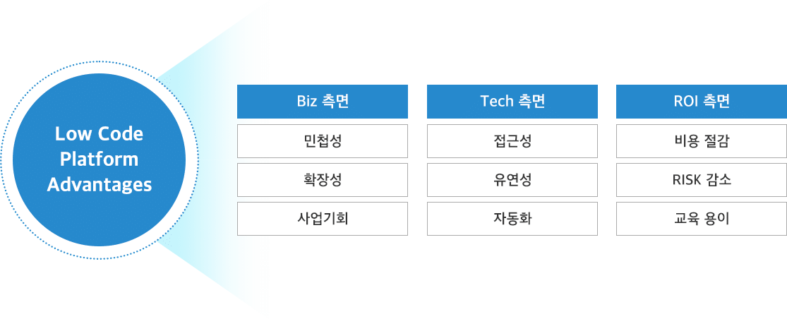 Low Code Platform Advantages — Biz / Tech / ROI 측면